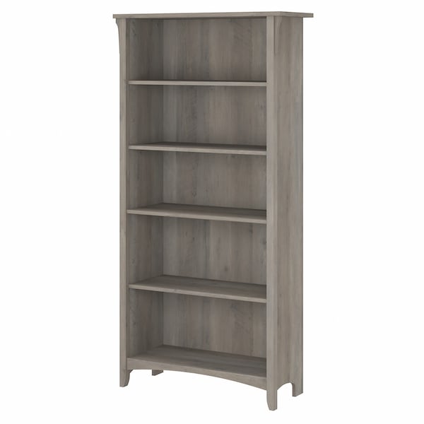 Bush Business Furniture Salinas Tall 5 Shelf Bookcase in Driftwood Gray SAB132DG-03